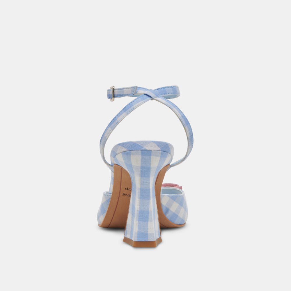 Dolce Vita Loise Heels White Blue Gingham