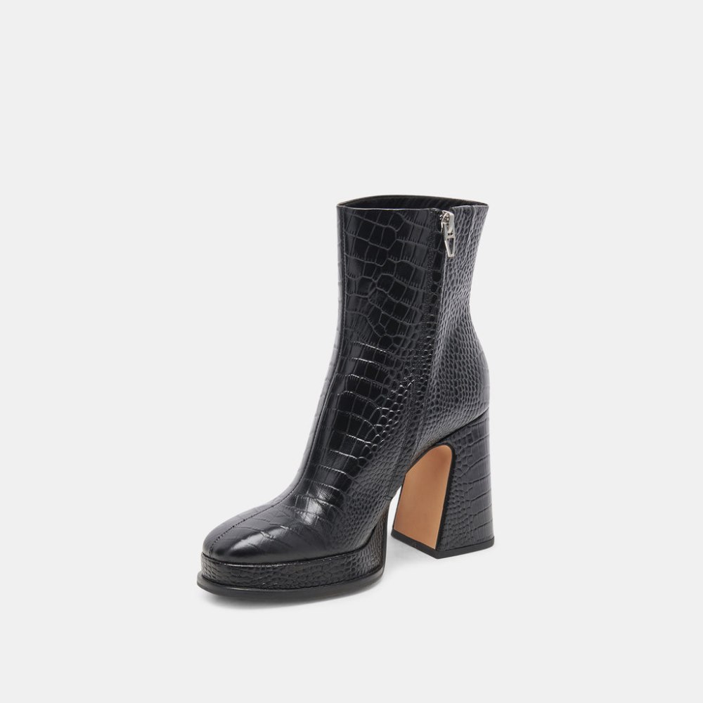 Dolce Vita Lochly Boots Noir Embossed Leather