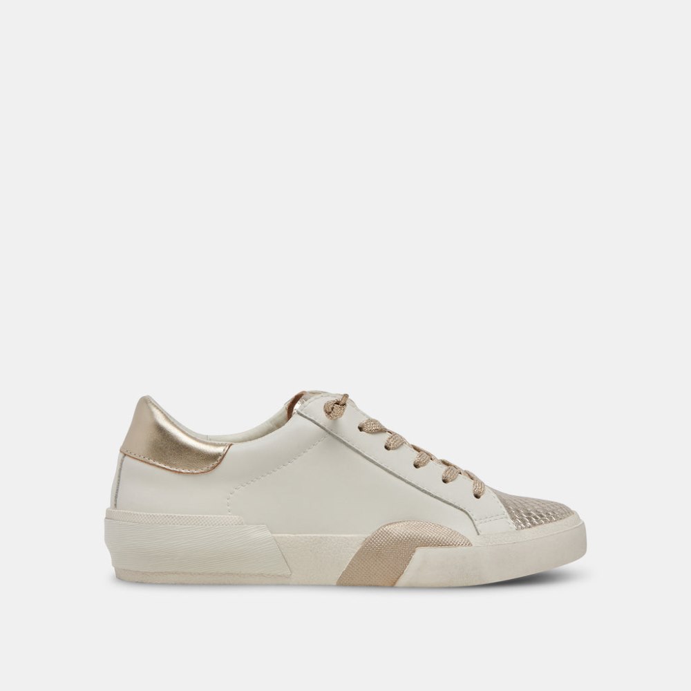 Dolce Vita Zina Sneakers White Gold Leather