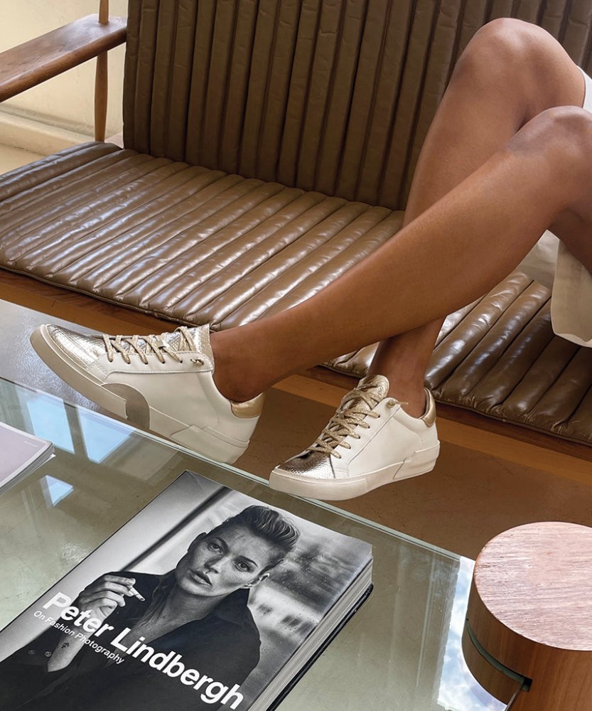 Dolce Vita Zina Sneakers White Gold Leather