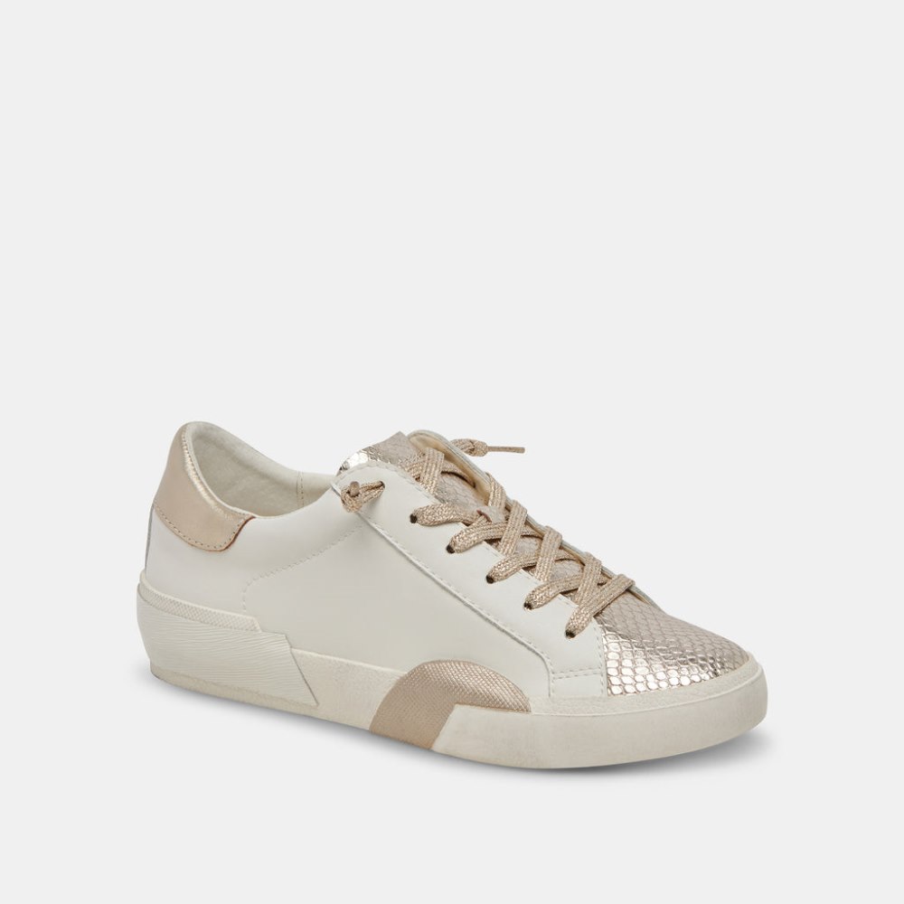 Dolce Vita Zina Sneakers White Gold Leather
