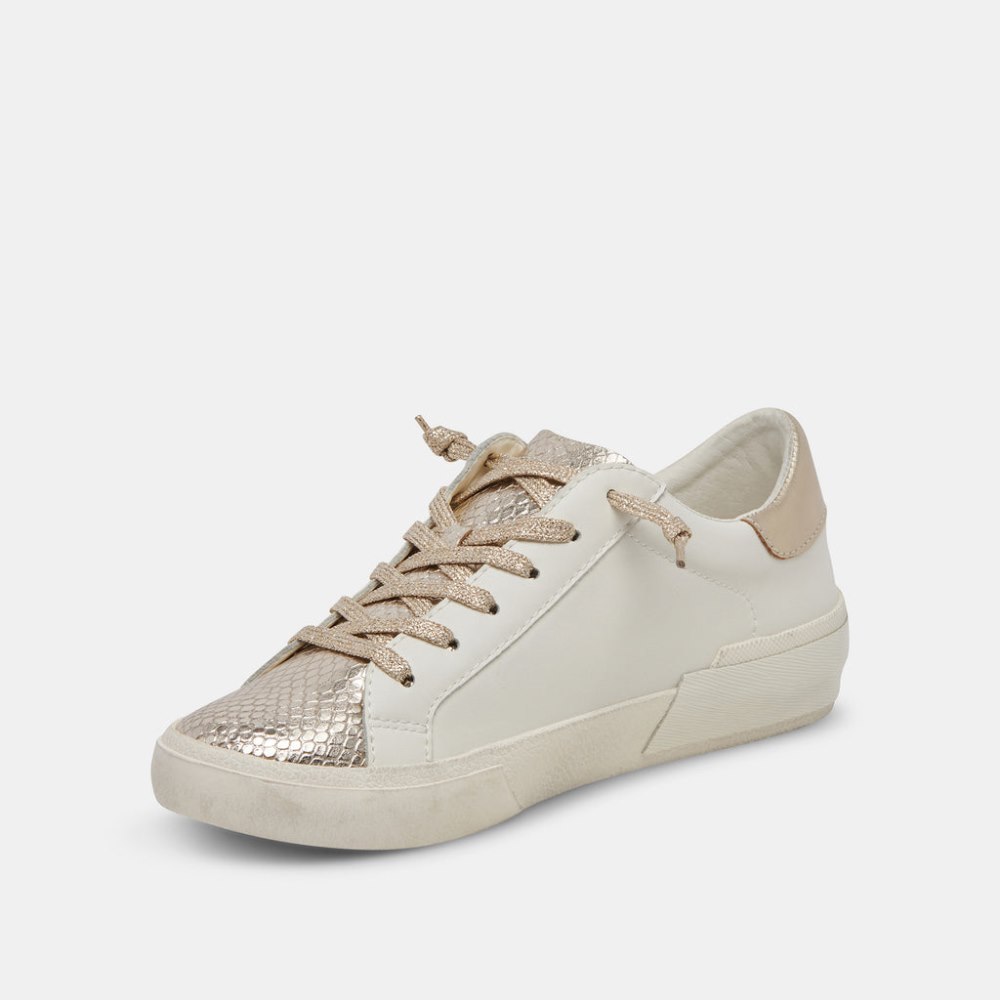 Dolce Vita Zina Sneakers White Gold Leather