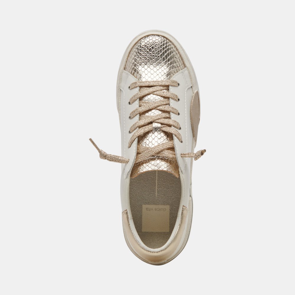 Dolce Vita Zina Sneakers White Gold Leather