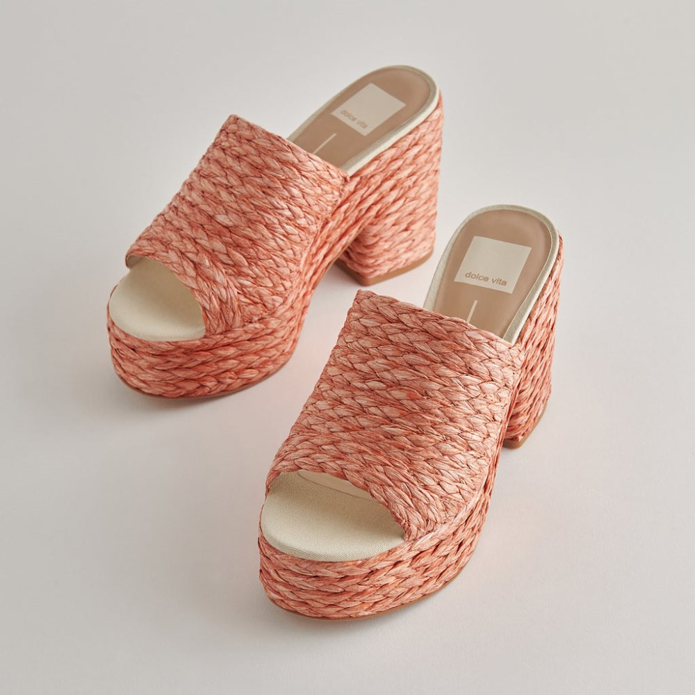 Dolce Vita Elora Heels Orange Raffia