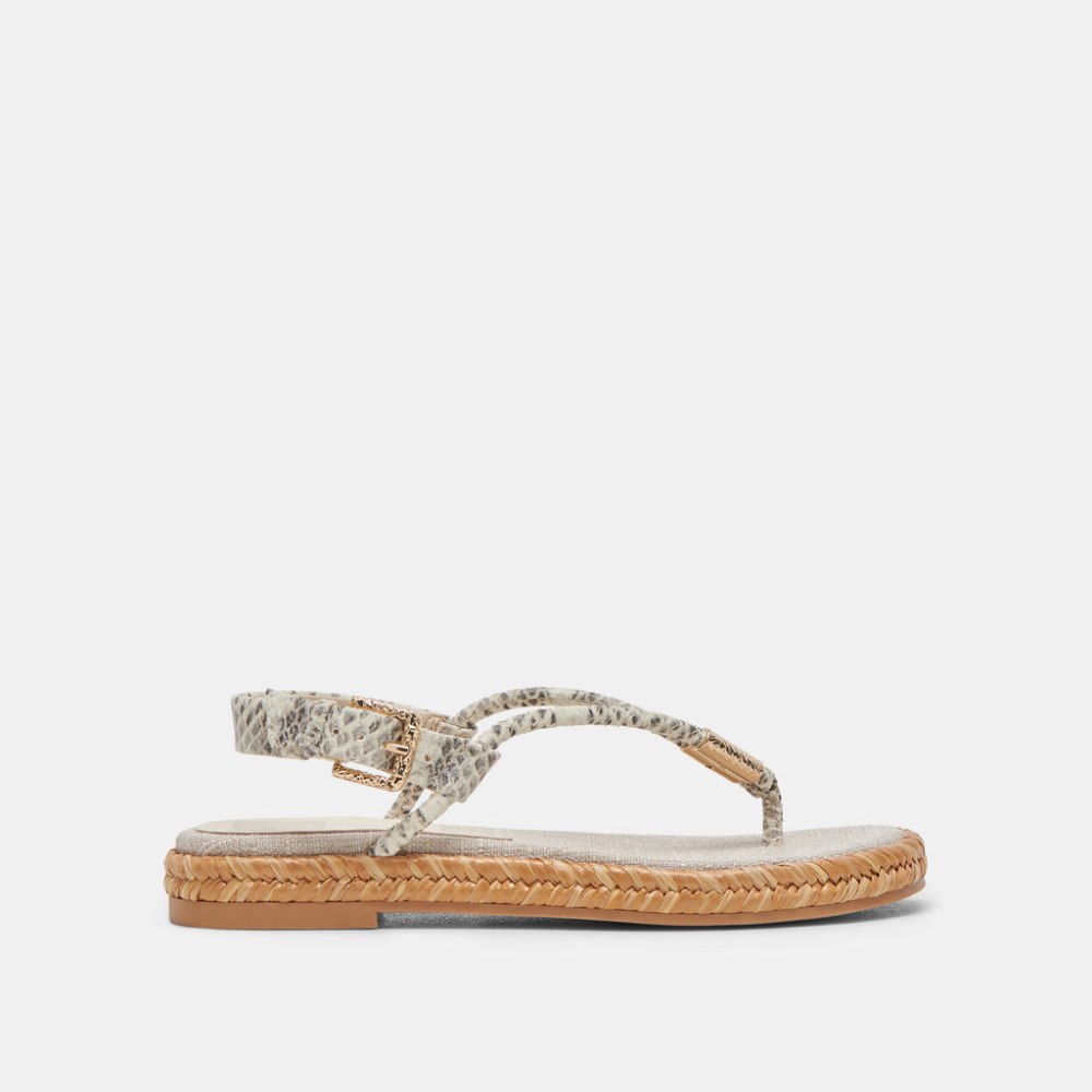 Dolce Vita Meryl Sandals Grey White Embossed Leather