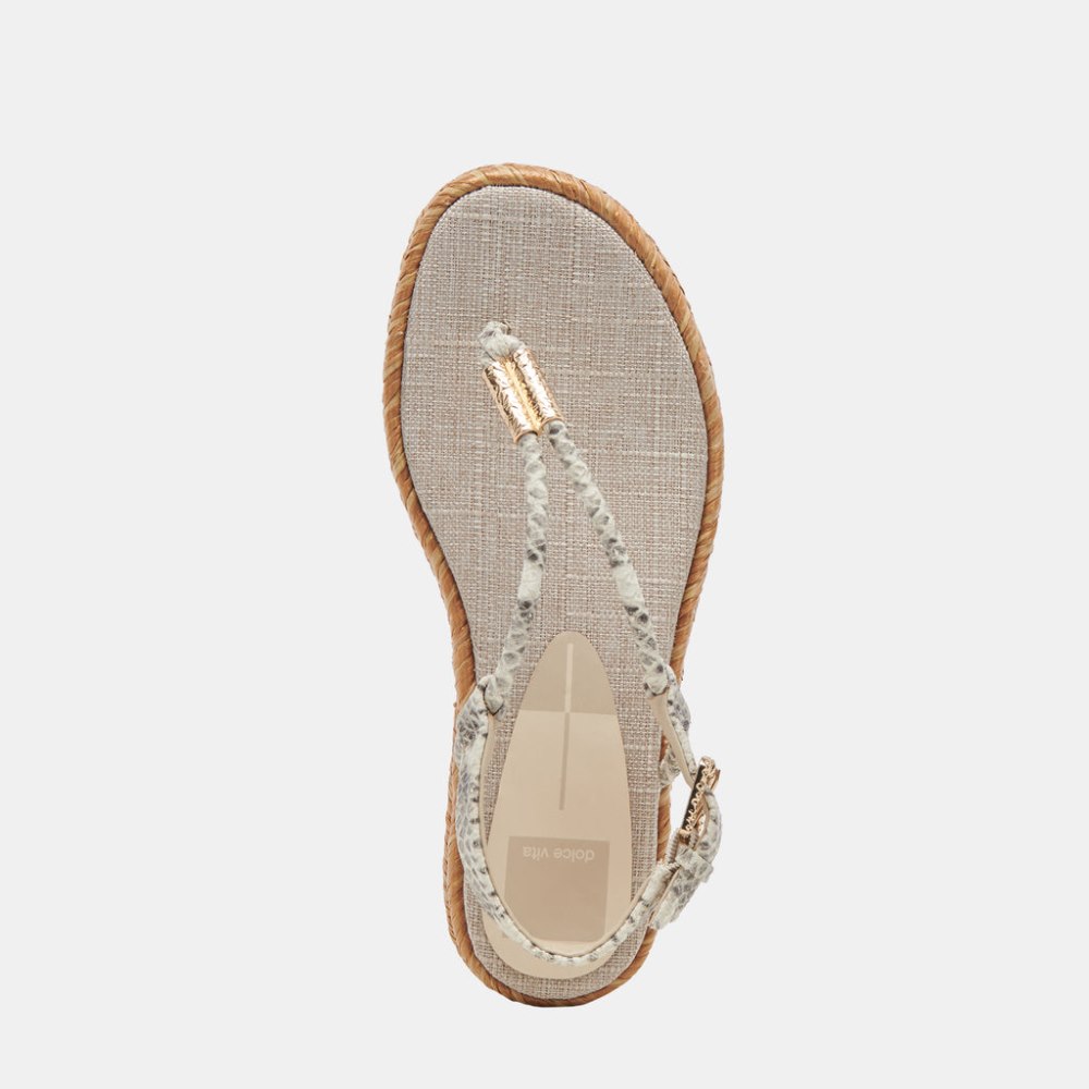 Dolce Vita Meryl Sandals Grey White Embossed Leather