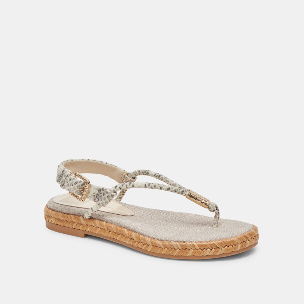 Dolce Vita Meryl Sandals Grey White Embossed Leather