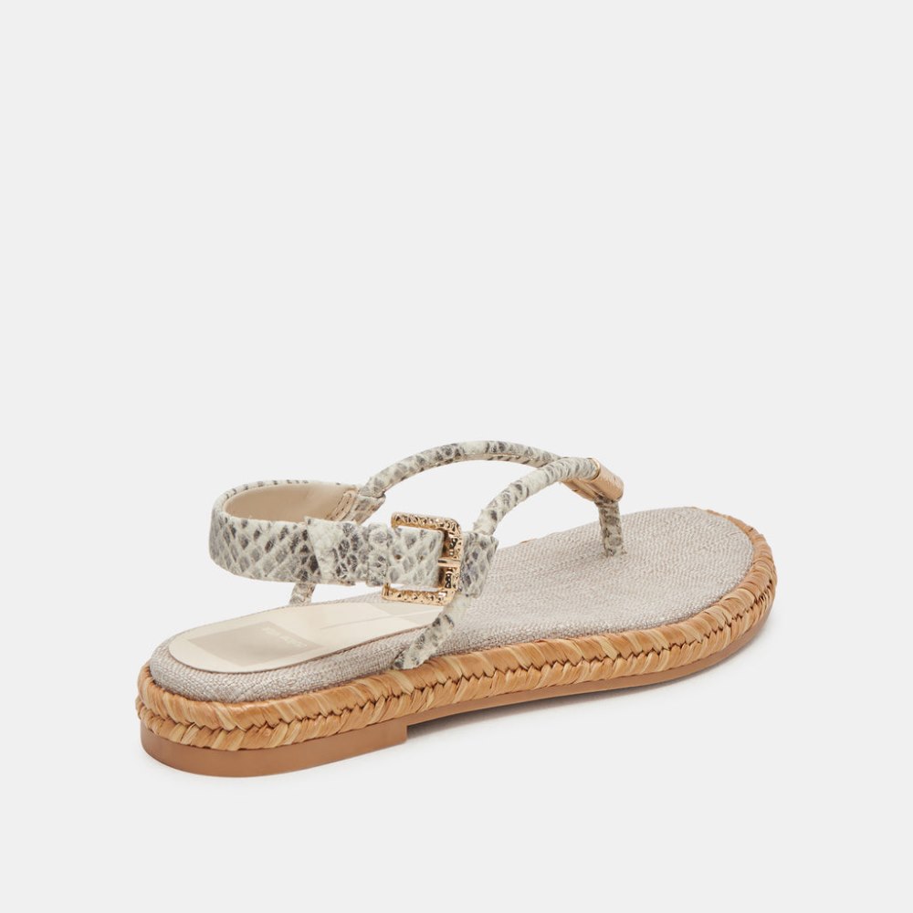 Dolce Vita Meryl Sandals Grey White Embossed Leather