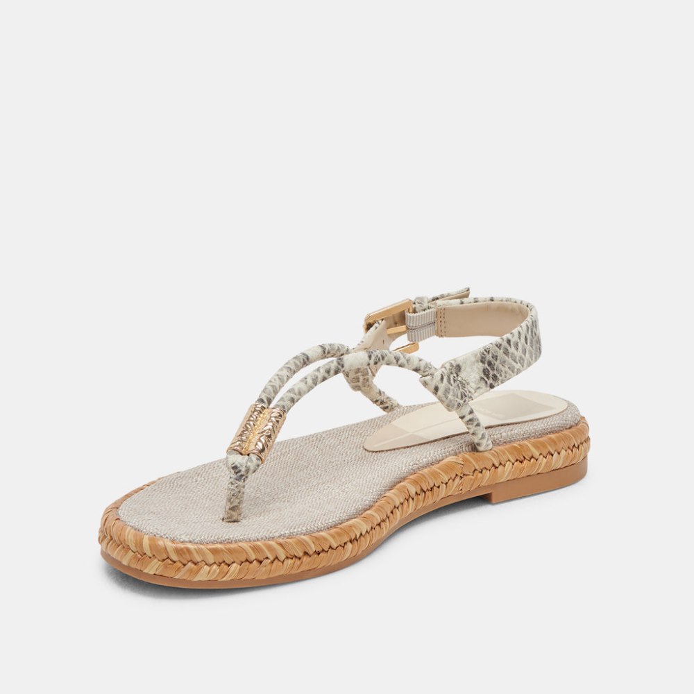 Dolce Vita Meryl Sandals Grey White Embossed Leather