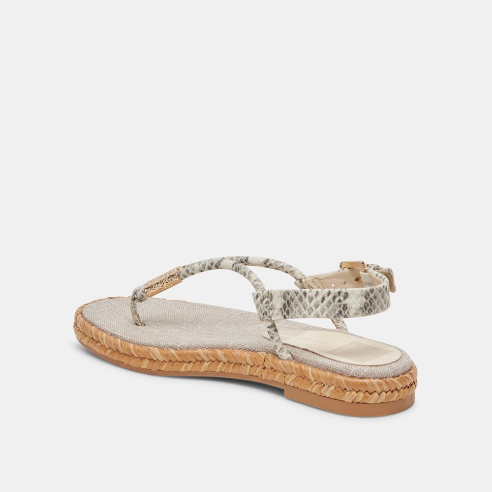 Dolce Vita Meryl Sandals Grey White Embossed Leather