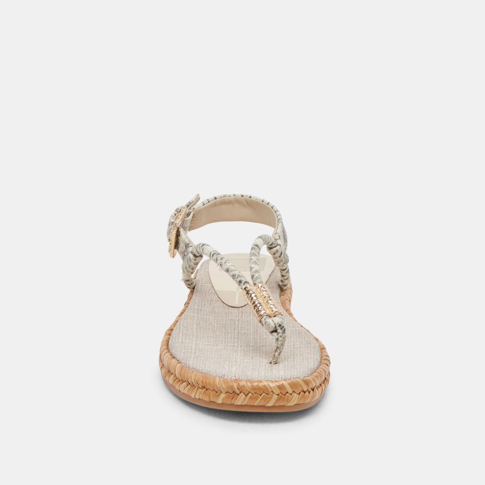 Dolce Vita Meryl Sandals Grey White Embossed Leather