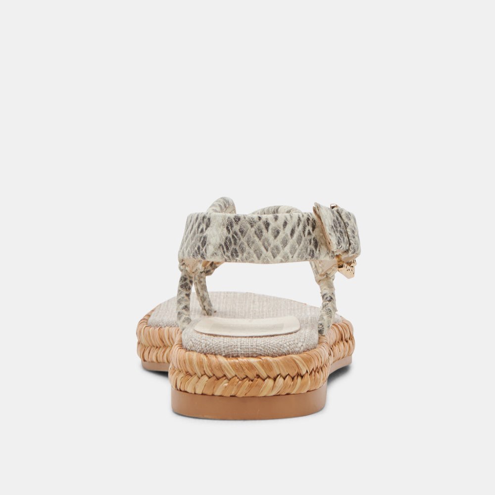 Dolce Vita Meryl Sandals Grey White Embossed Leather