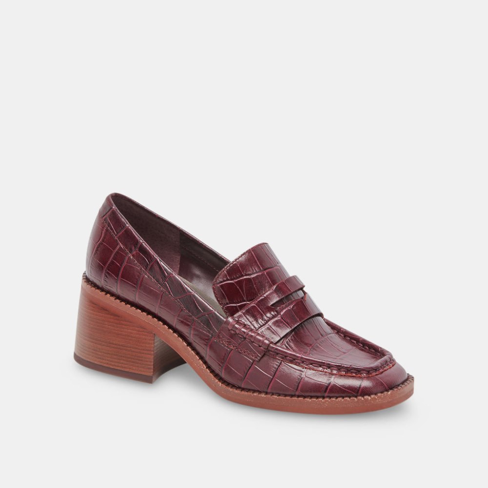 Dolce Vita Talie Loafers Cabernet Embossed Leather