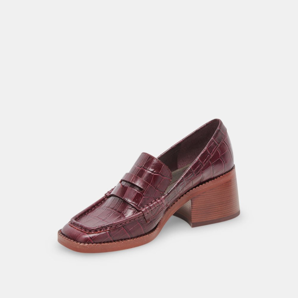 Dolce Vita Talie Loafers Cabernet Embossed Leather
