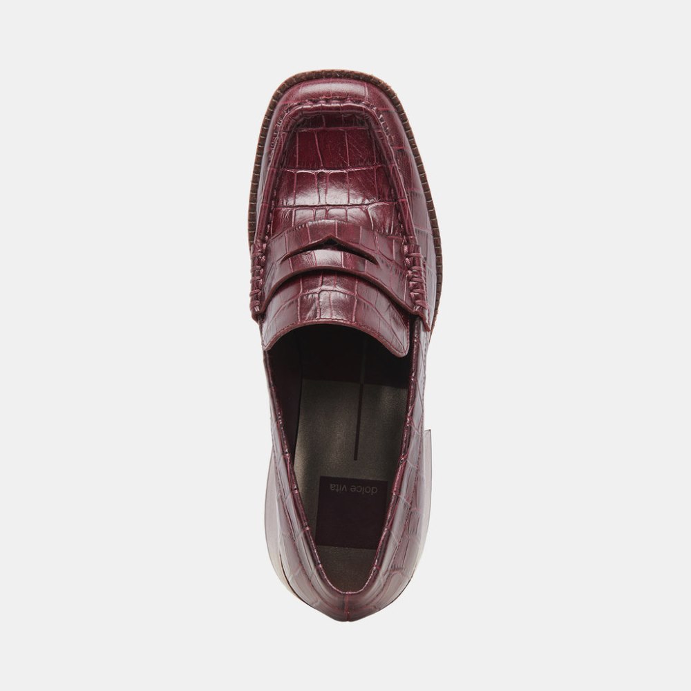 Dolce Vita Talie Loafers Cabernet Embossed Leather