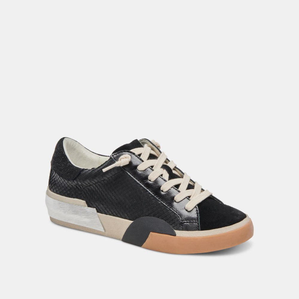 Dolce Vita Zina Sneakers Onyx Embossed Leather