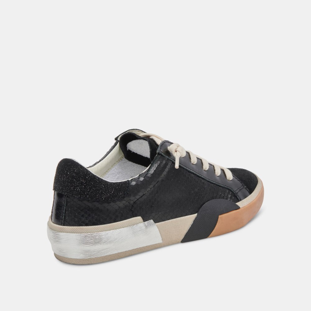 Dolce Vita Zina Sneakers Onyx Embossed Leather