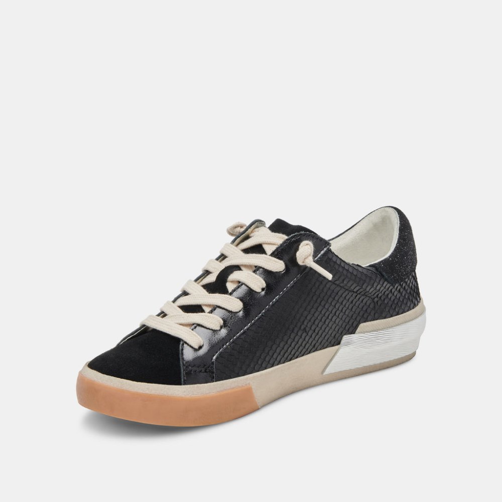 Dolce Vita Zina Sneakers Onyx Embossed Leather