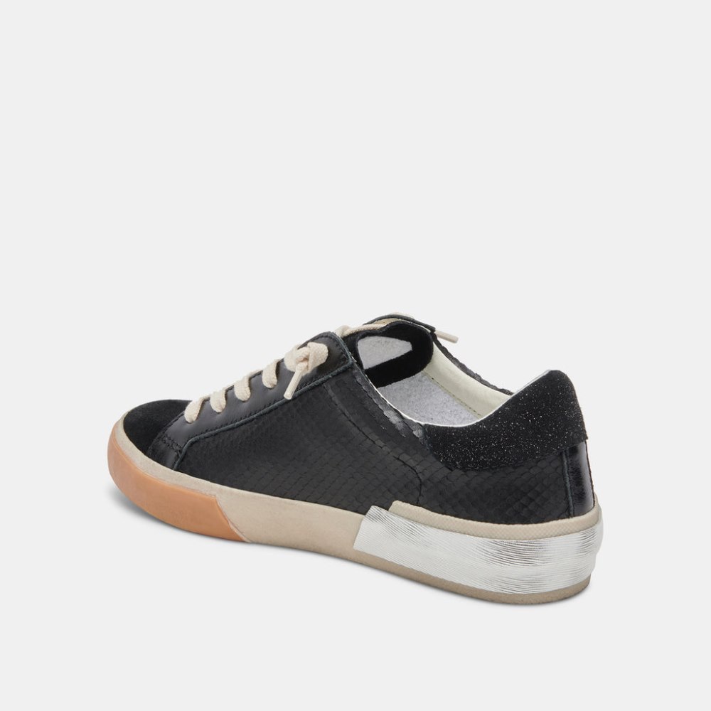 Dolce Vita Zina Sneakers Onyx Embossed Leather
