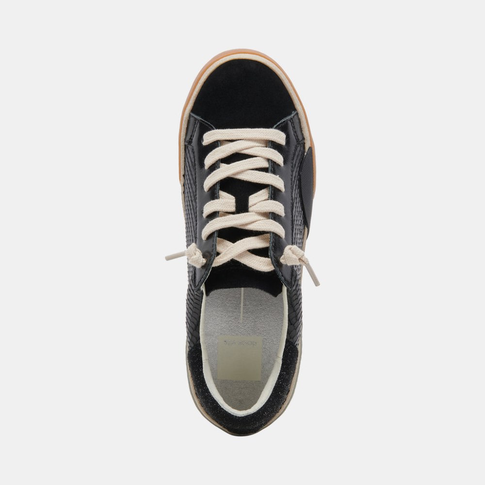 Dolce Vita Zina Sneakers Onyx Embossed Leather
