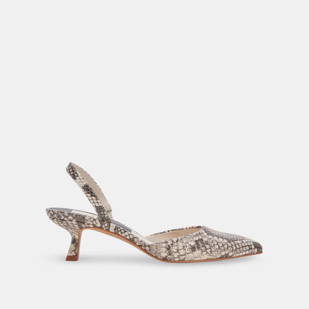 Dolce Vita Corsa Heels Black White Embossed Snake