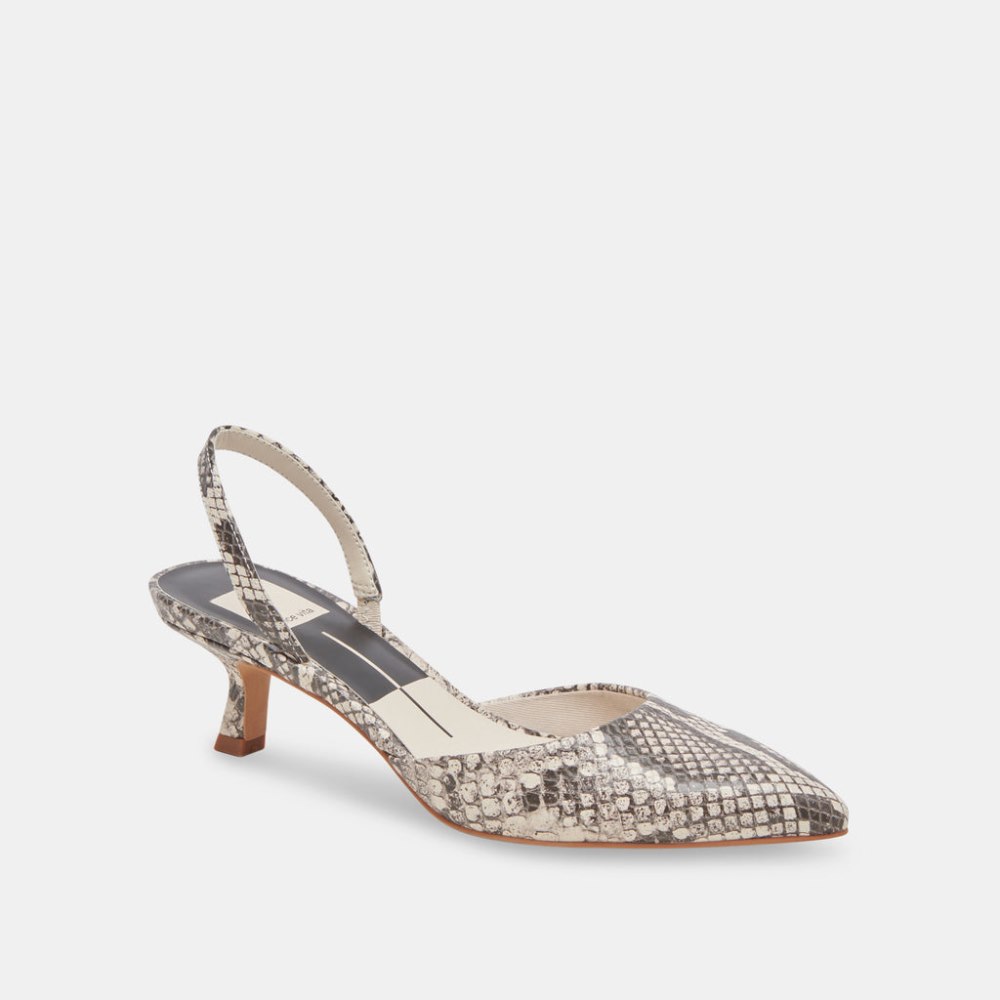 Dolce Vita Corsa Heels Black White Embossed Snake