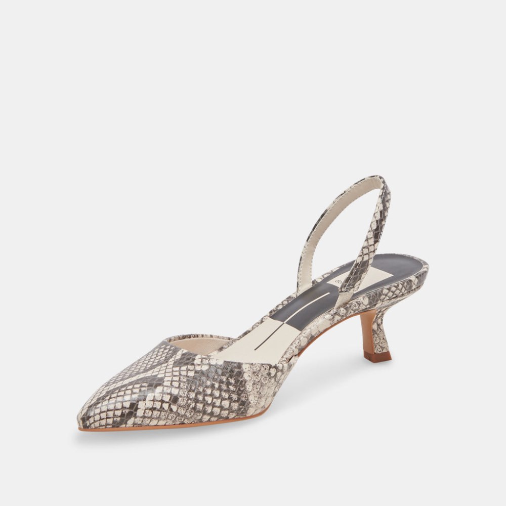 Dolce Vita Corsa Heels Black White Embossed Snake