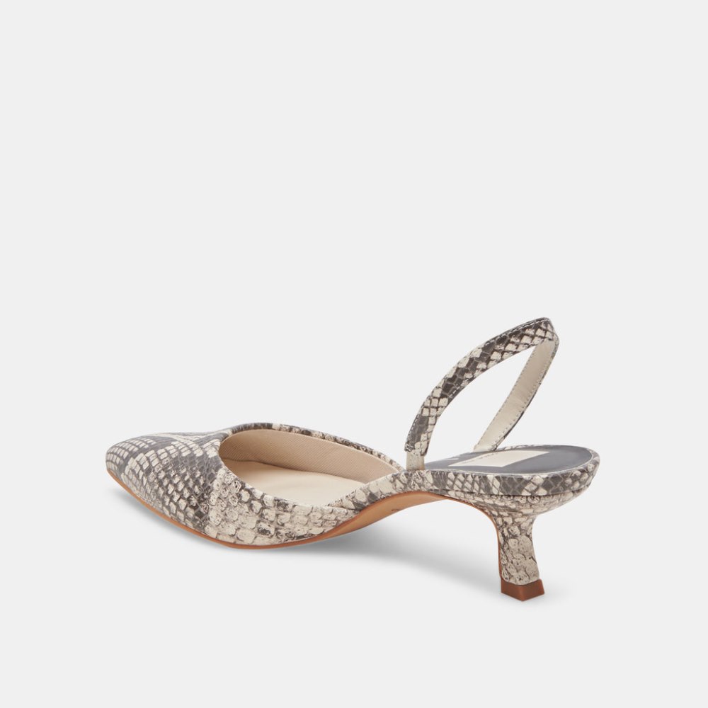 Dolce Vita Corsa Heels Black White Embossed Snake