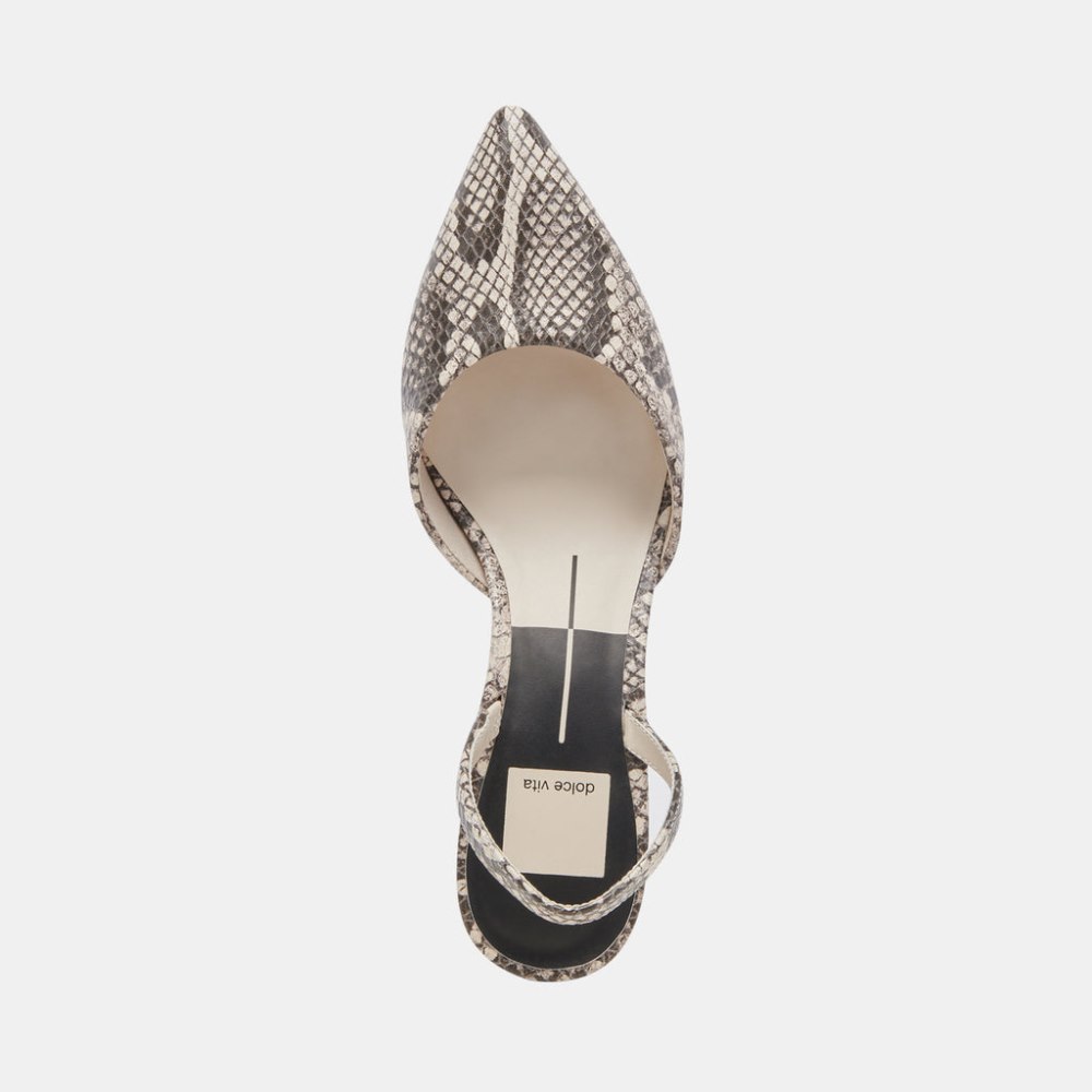 Dolce Vita Corsa Heels Black White Embossed Snake