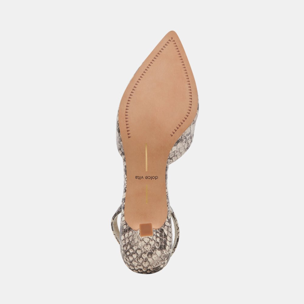 Dolce Vita Corsa Heels Black White Embossed Snake