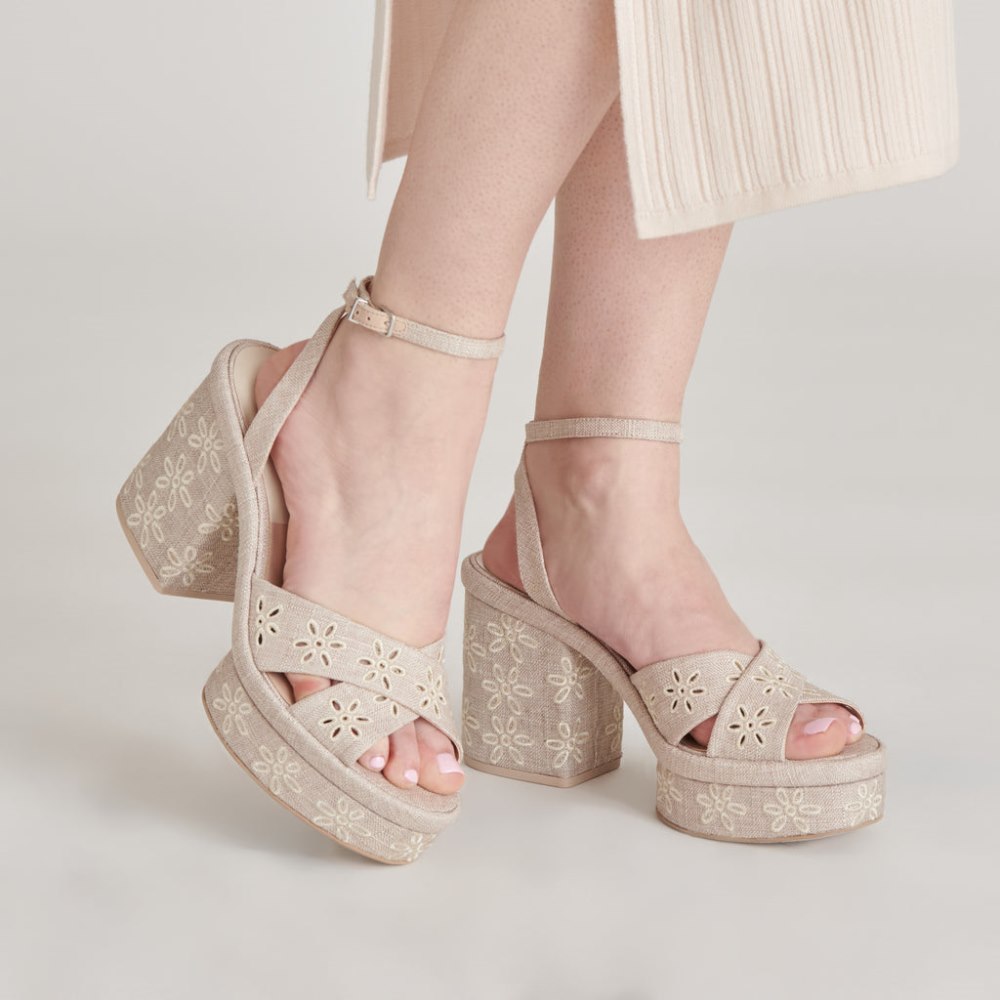 Dolce Vita Laisha Heels Almond Floral Eyelet