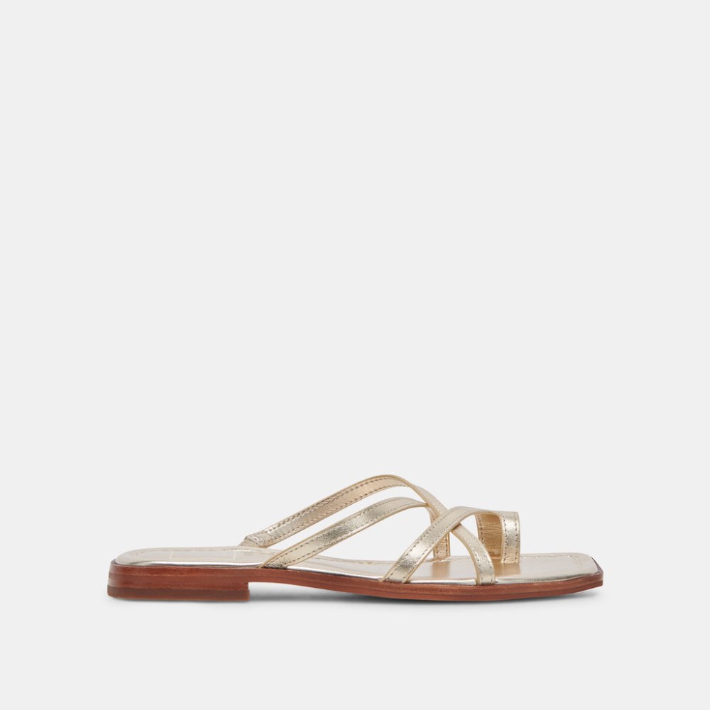 Dolce Vita Indigo Sandals Gold Distressed Leather