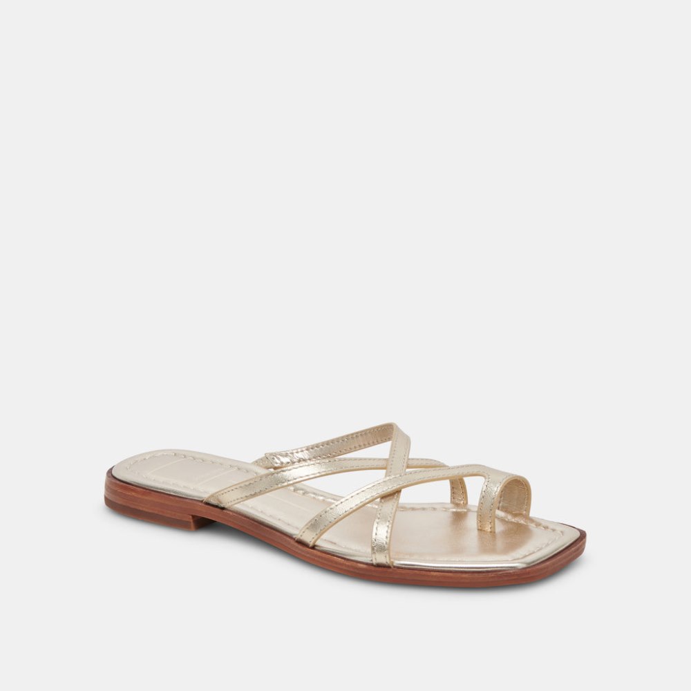 Dolce Vita Indigo Sandals Gold Distressed Leather
