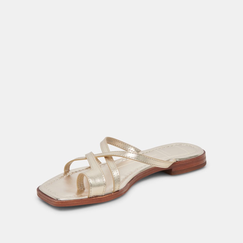 Dolce Vita Indigo Sandals Gold Distressed Leather