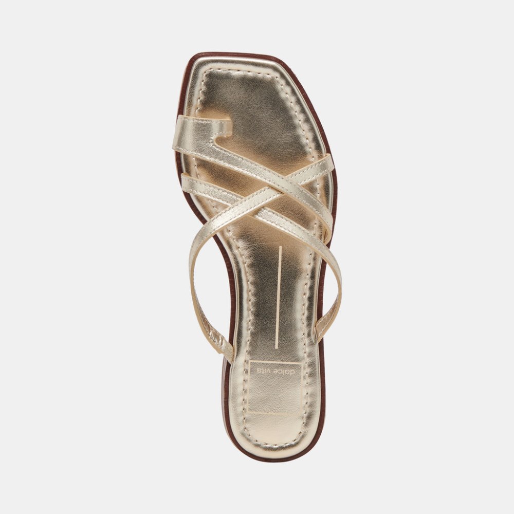 Dolce Vita Indigo Sandals Gold Distressed Leather