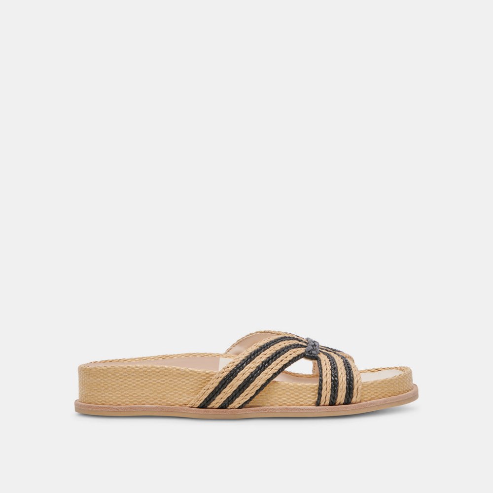 Dolce Vita Selda Sandals Natural Black Raffia