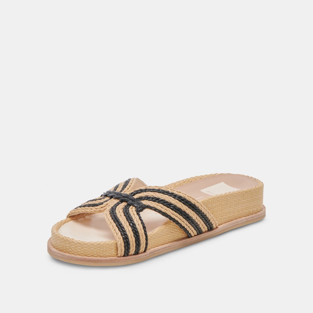 Dolce Vita Selda Sandals Natural Black Raffia
