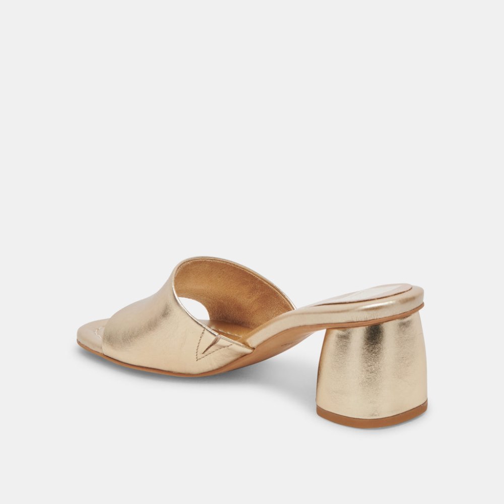 Dolce Vita Minny Dress Wide Heels Rose Gold Metallic Leather