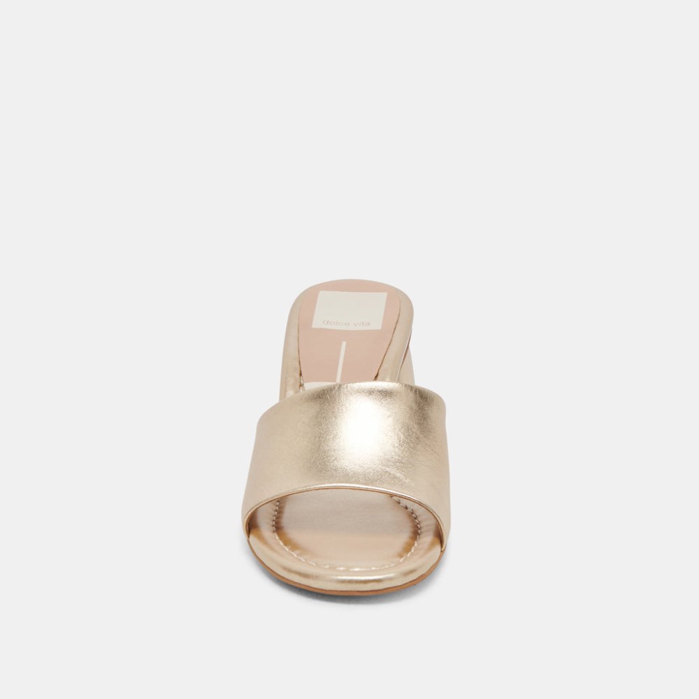 Dolce Vita Minny Dress Wide Heels Rose Gold Metallic Leather