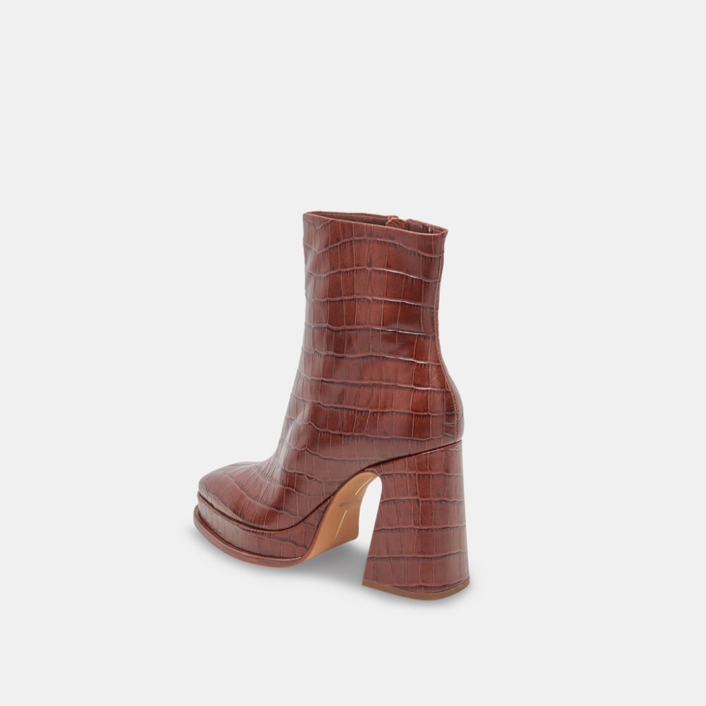 Dolce Vita Lochly Boots Walnut Embossed Leather