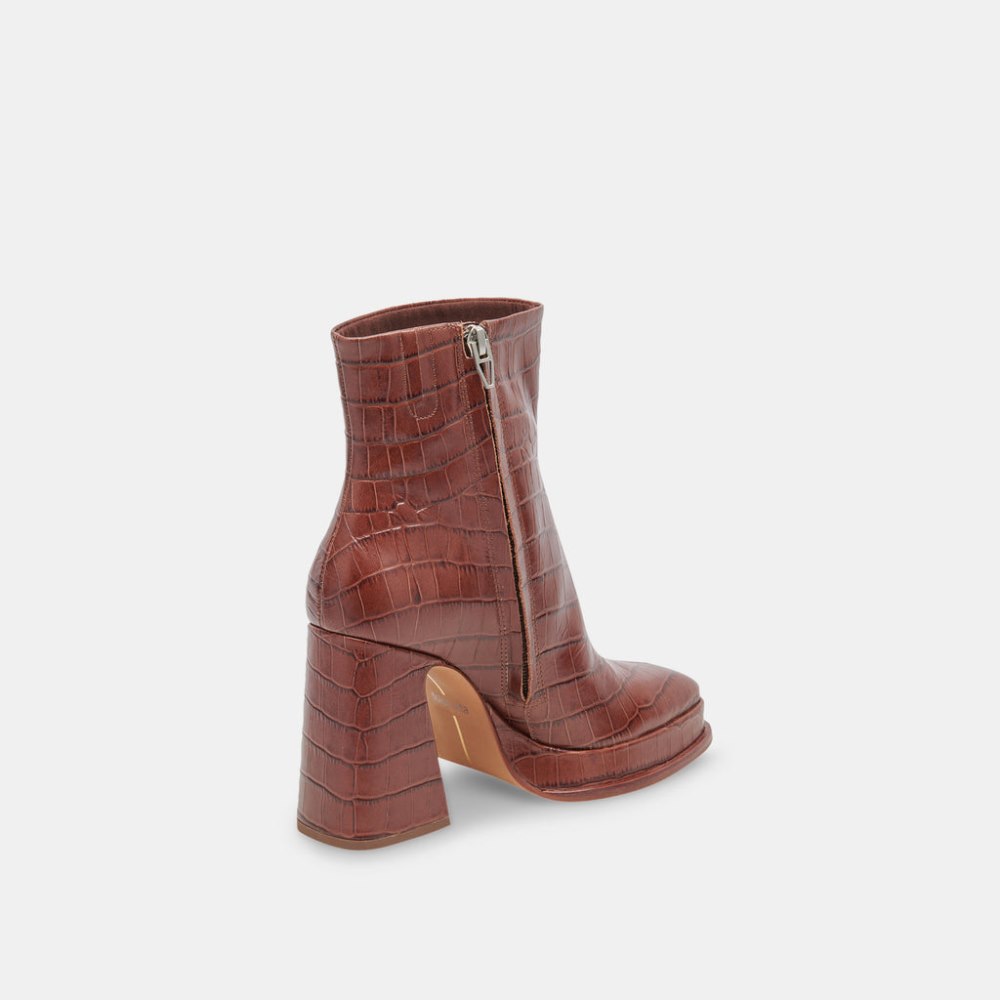 Dolce Vita Lochly Boots Walnut Embossed Leather