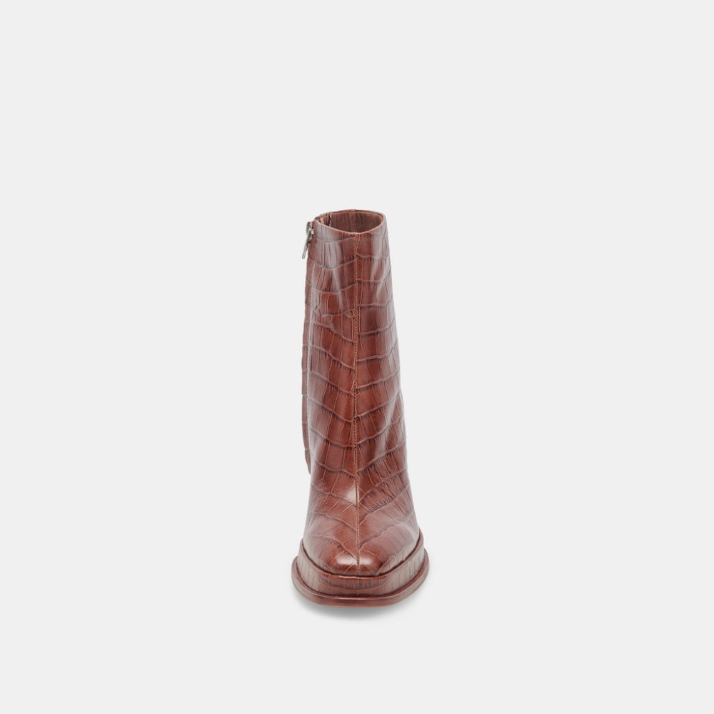 Dolce Vita Lochly Boots Walnut Embossed Leather