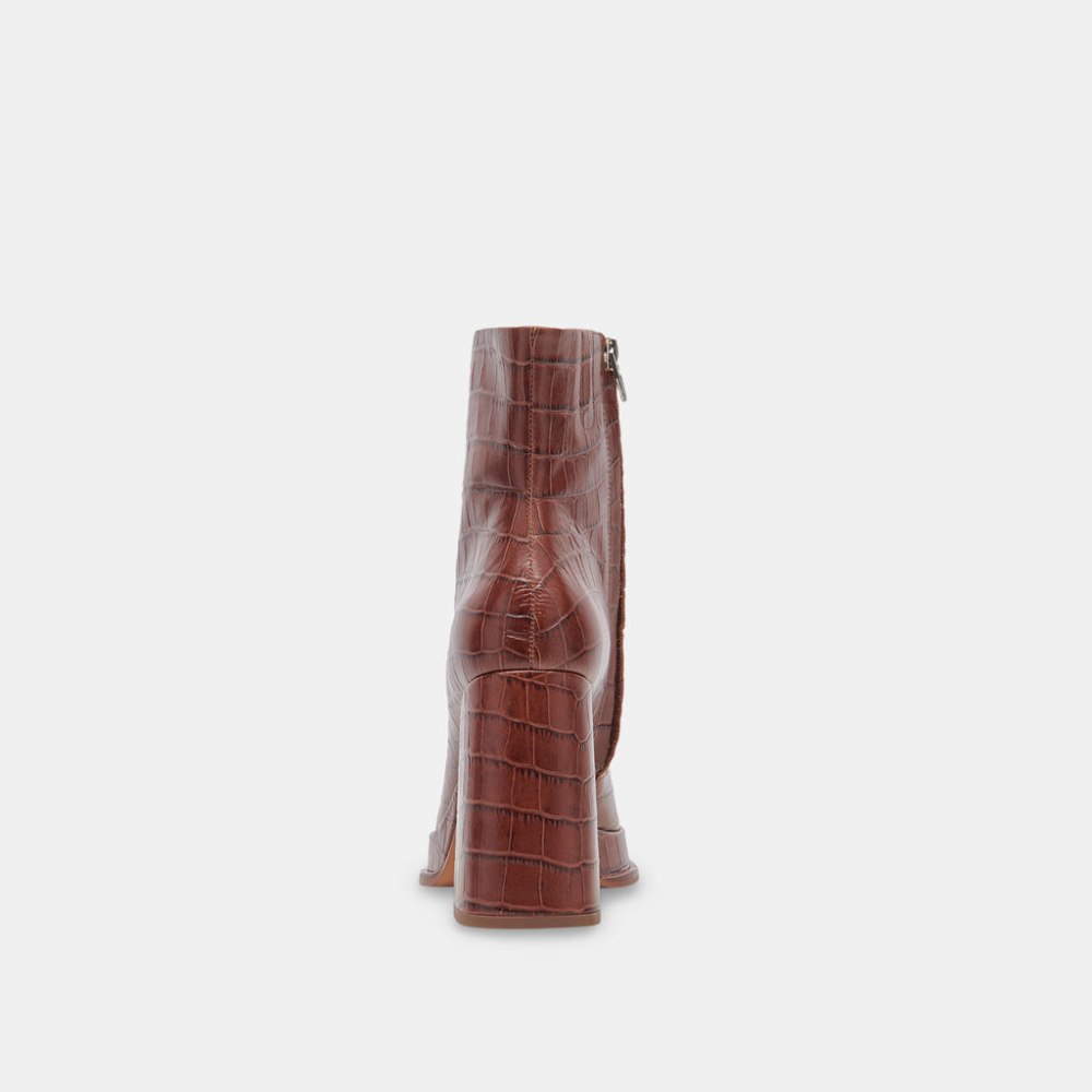 Dolce Vita Lochly Boots Walnut Embossed Leather