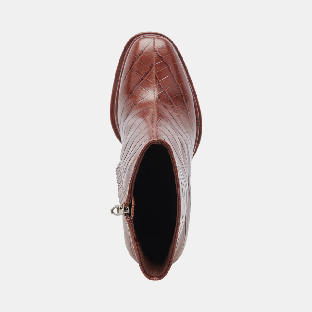 Dolce Vita Lochly Boots Walnut Embossed Leather