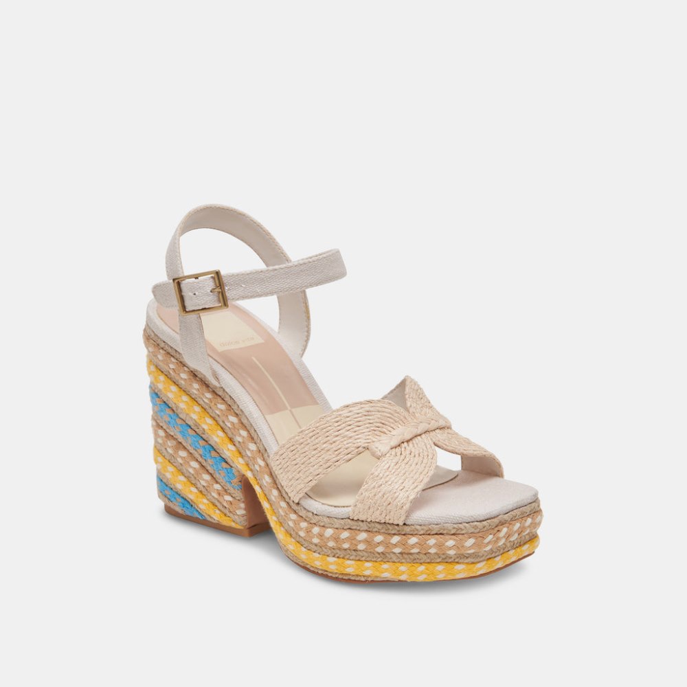 Dolce Vita Cale Heels Citrus Multi Raffia