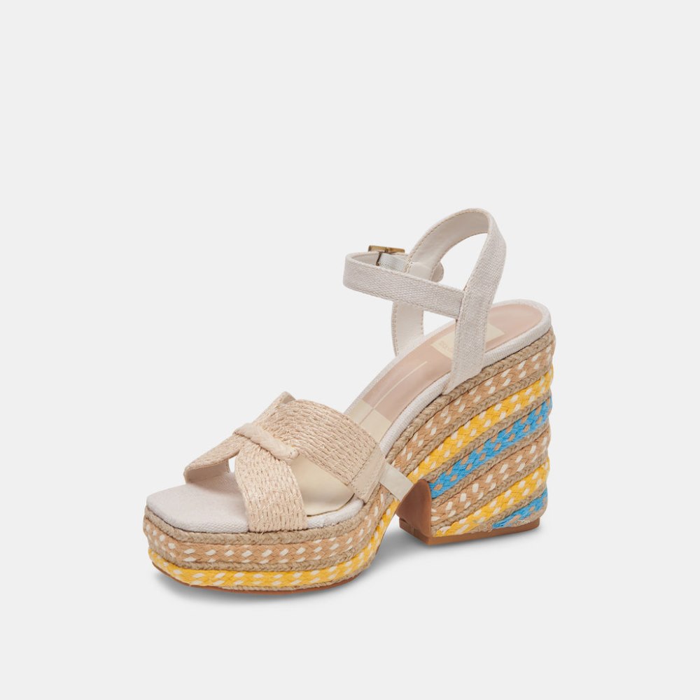 Dolce Vita Cale Heels Citrus Multi Raffia