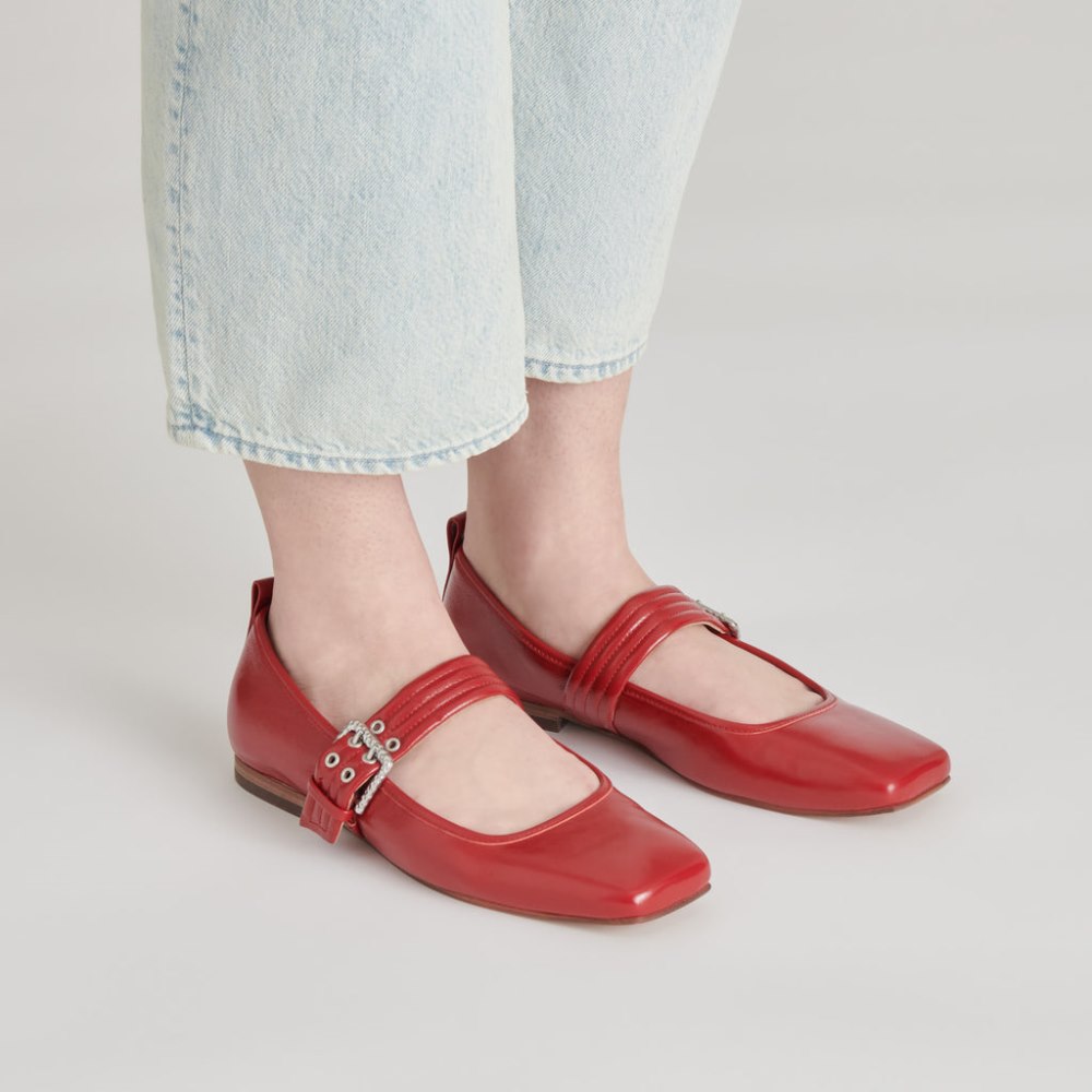 Dolce Vita Arora Ballet Flats Red Crinkle Patent