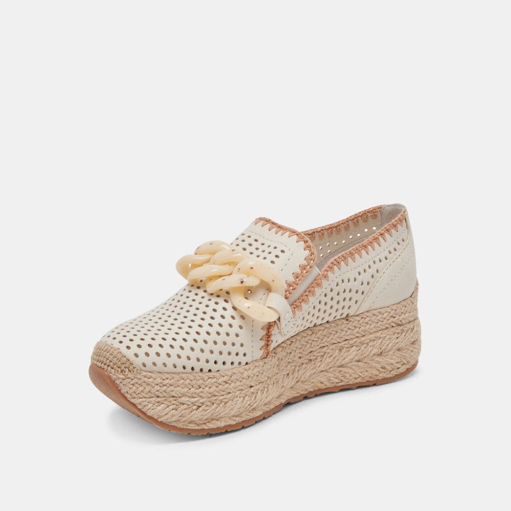 Dolce Vita Jhenee Espadrille Sneakers Ivory Perforated Nubuck
