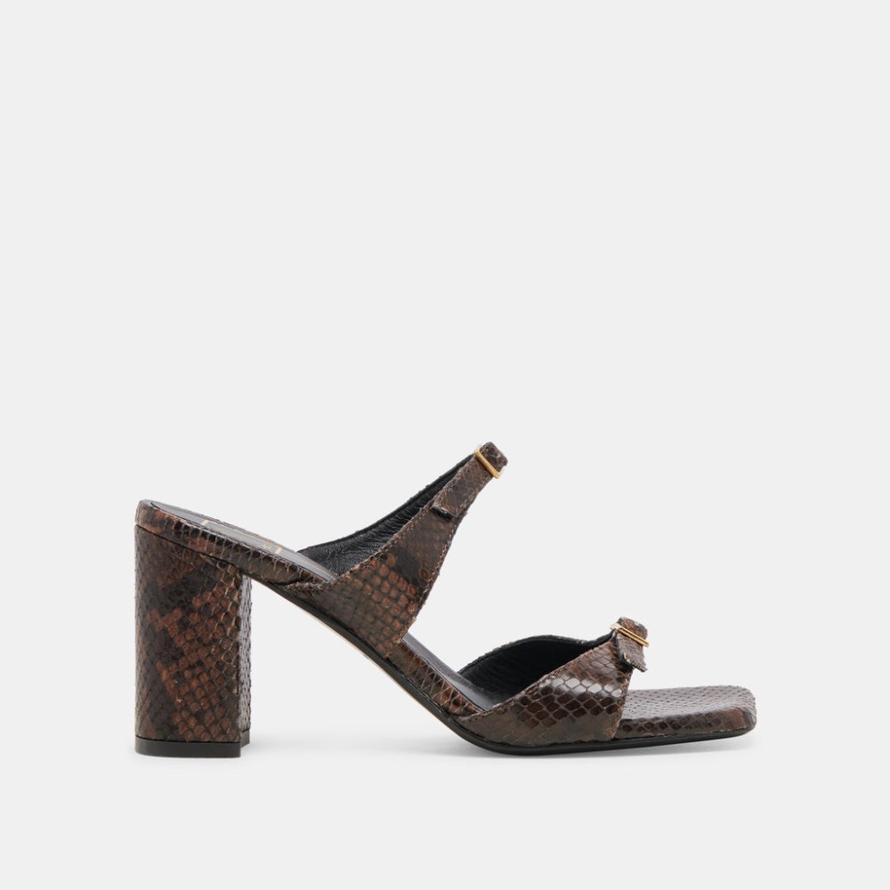 Dolce Vita Shane Heels Dk Brown Snake Embossed