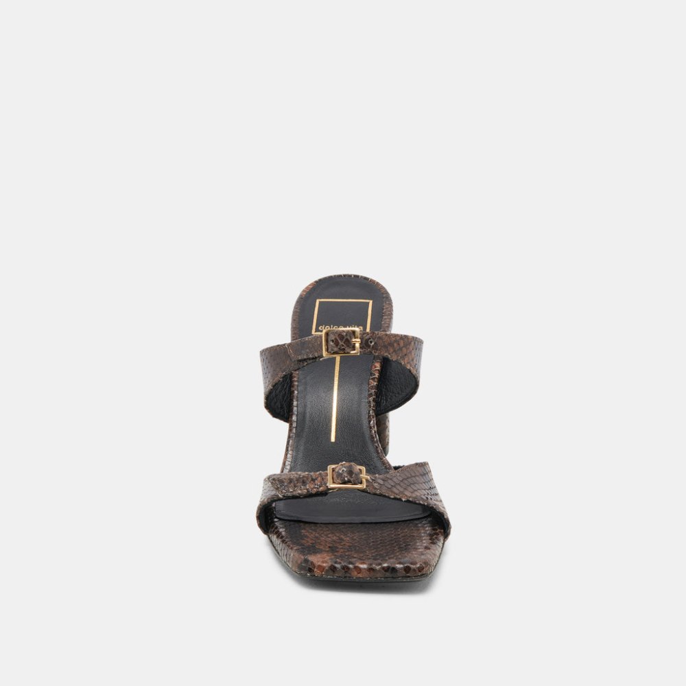 Dolce Vita Shane Heels Dk Brown Snake Embossed